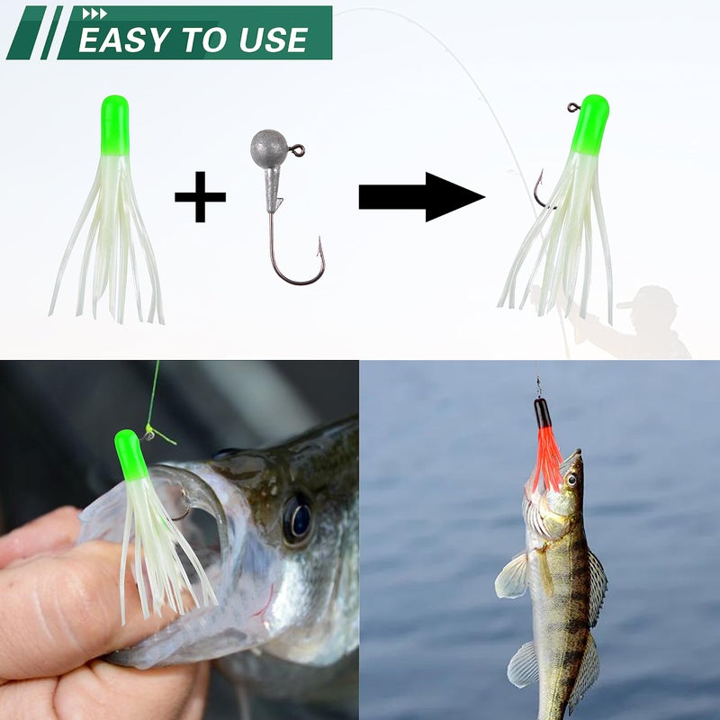 OROOTL Soft Fishing Lures Jig Head Hooks Kit, Crappie Jigs Lures Kit Mixed Curly Grub Lures Tube Baits Soft Plastic Swimbaits for Bass Trout Panfish Saltwater Freshwater Fishing - Image 5